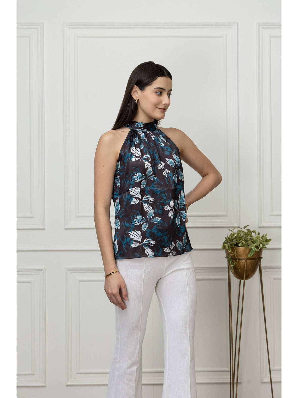 Women Black Floral Top | HT67 - view 3