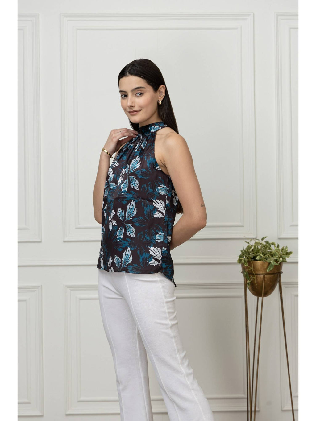 Women Black Floral Top | HT67 - view 4