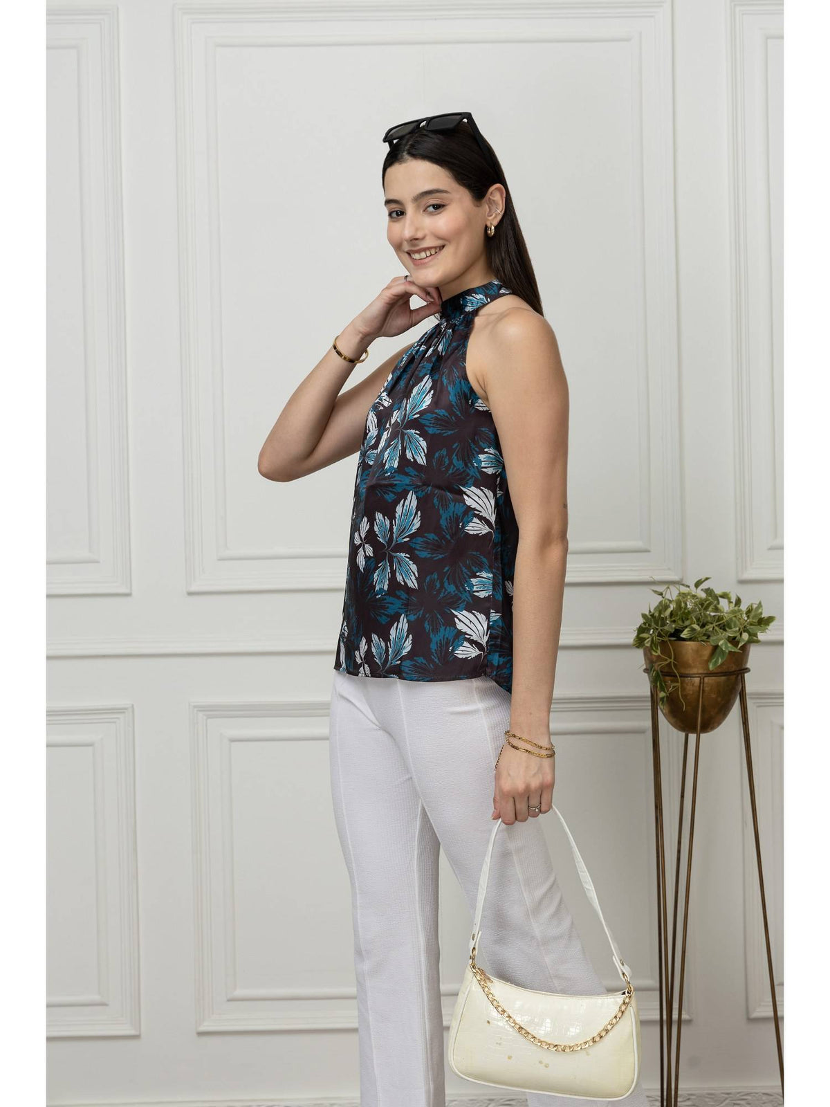 Women Black Floral Top | HT67 - view 6