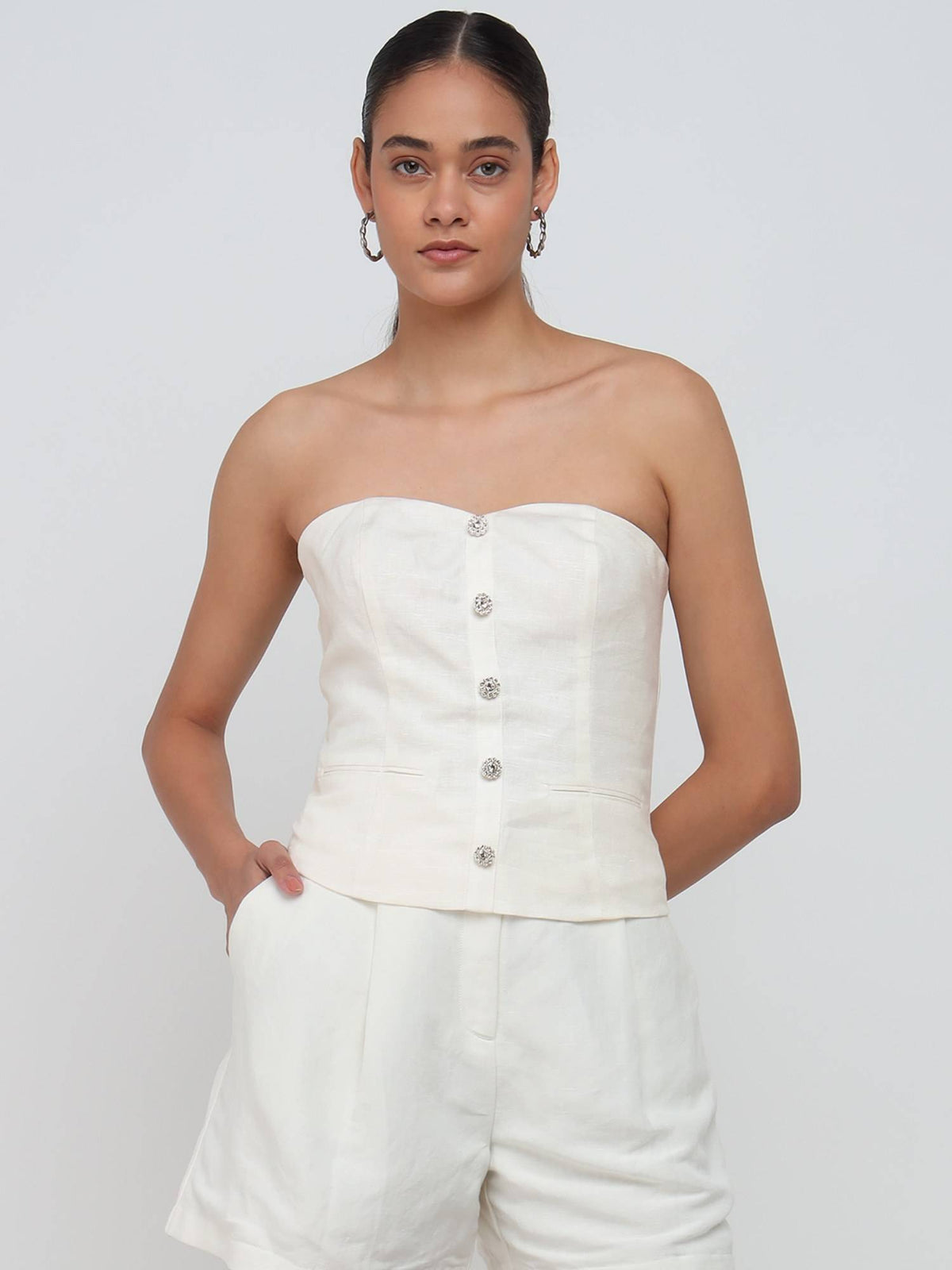 Women White Corset Top | TT90 - view 1