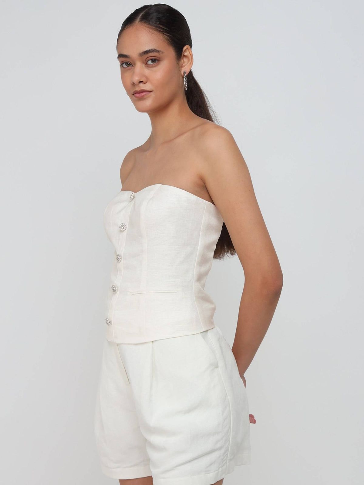 Women White Corset Top | TT90 - view 2
