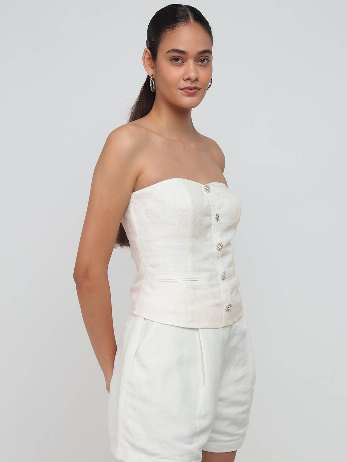 Women White Corset Top | TT90 - view 3