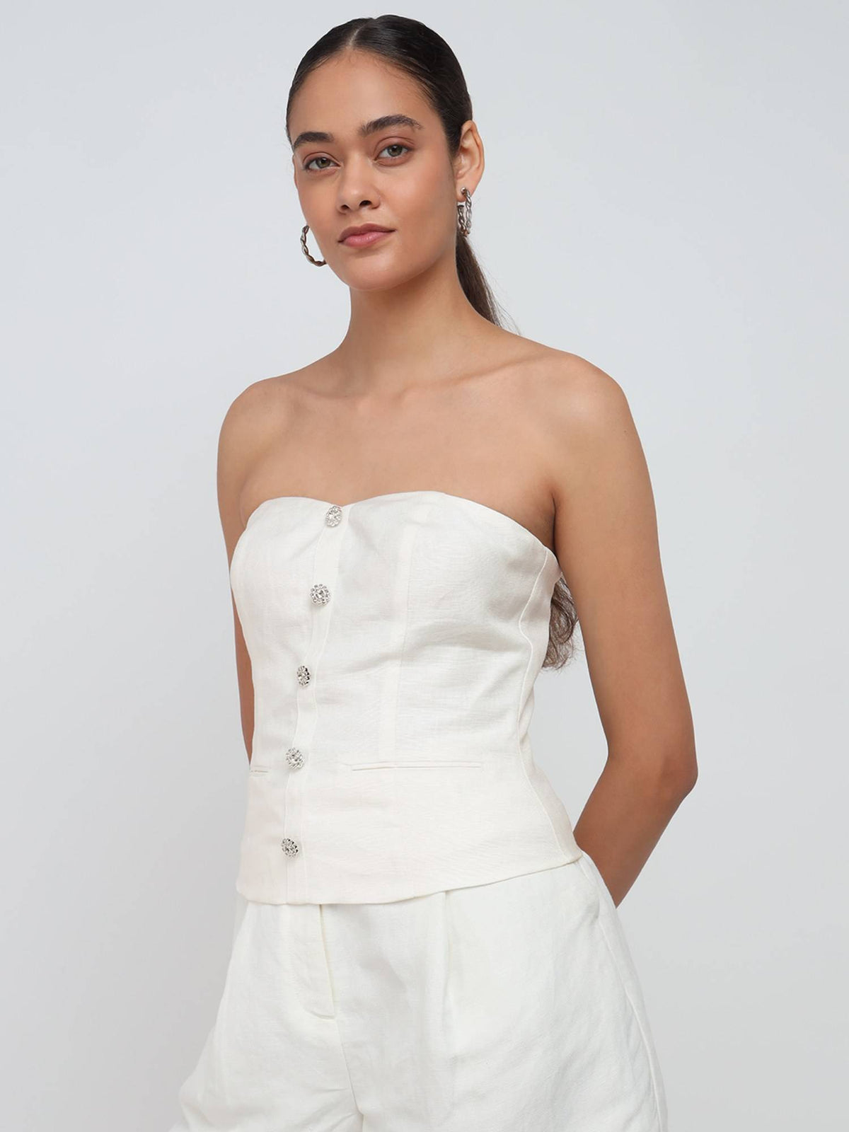 Women White Corset Top | TT90 - view 7