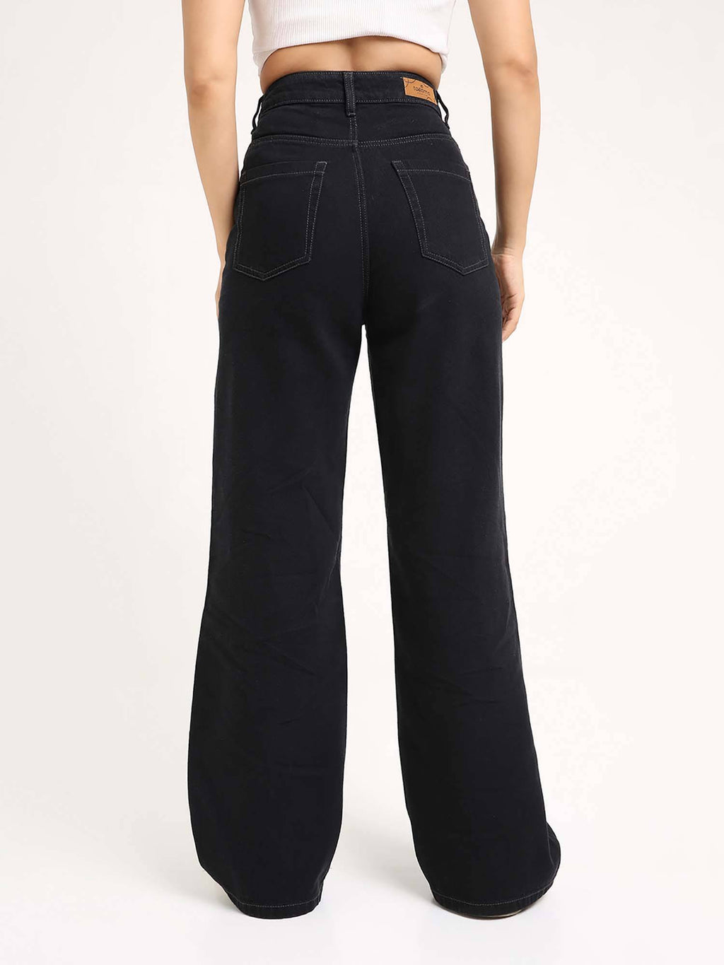 Women Black Embroidered Wide Leg Jeans | RF89 - view 5