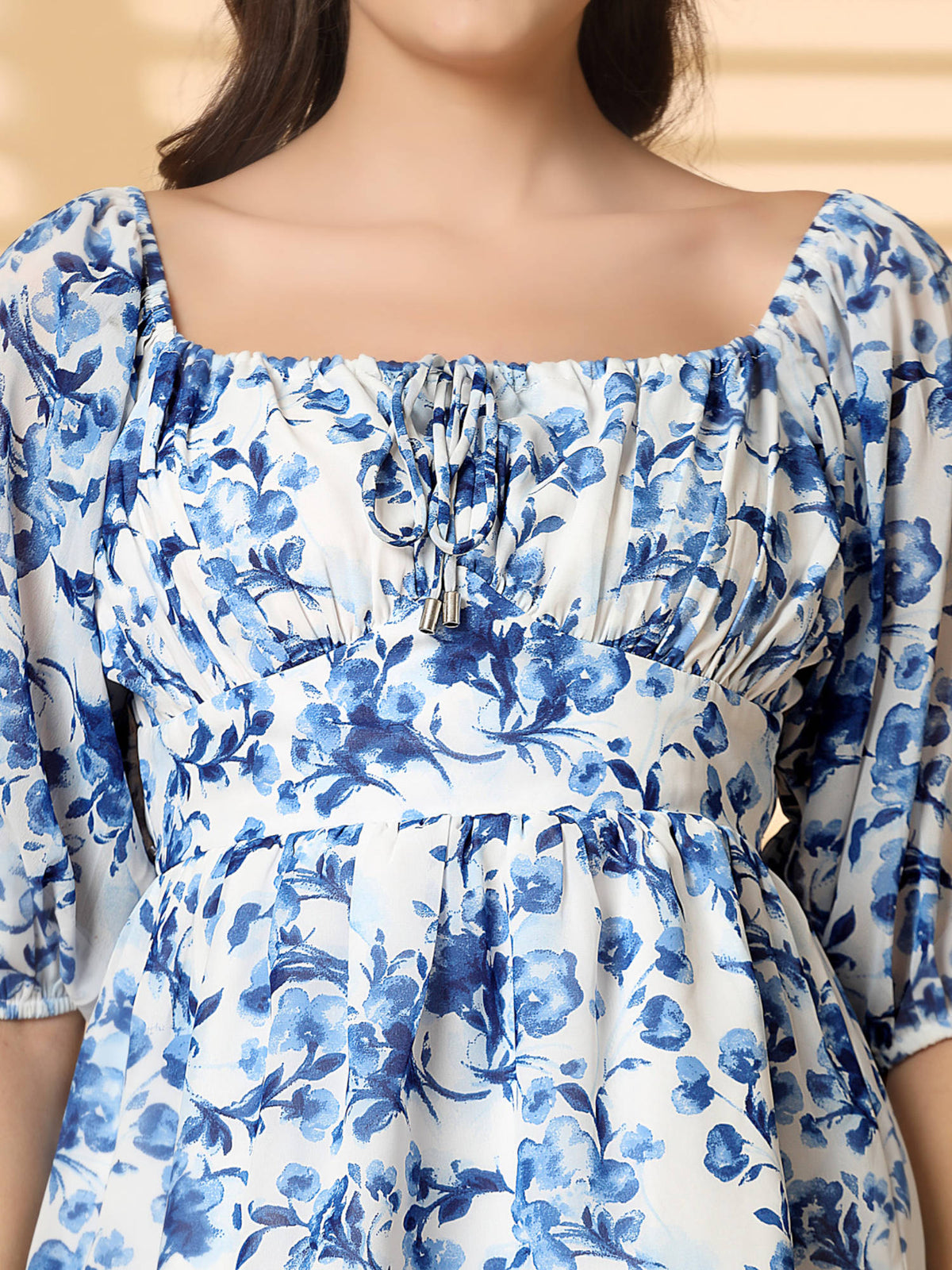 Blue Women Floral Peplum Top | pt51 - view 5