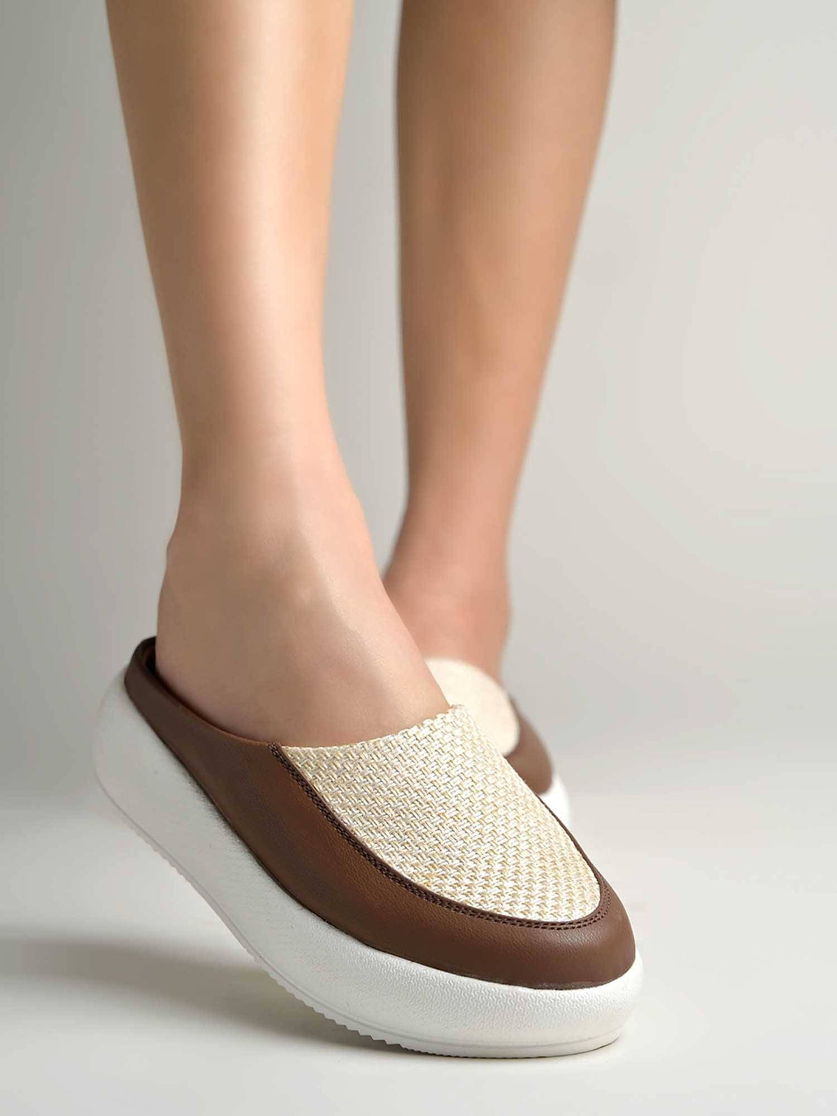 Women Beige Platform Mules | H78 - view 5