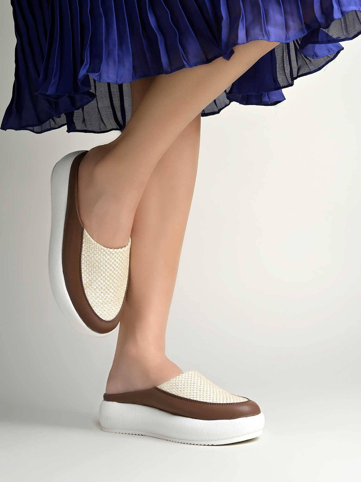 Women Beige Platform Mules | H78 - view 6