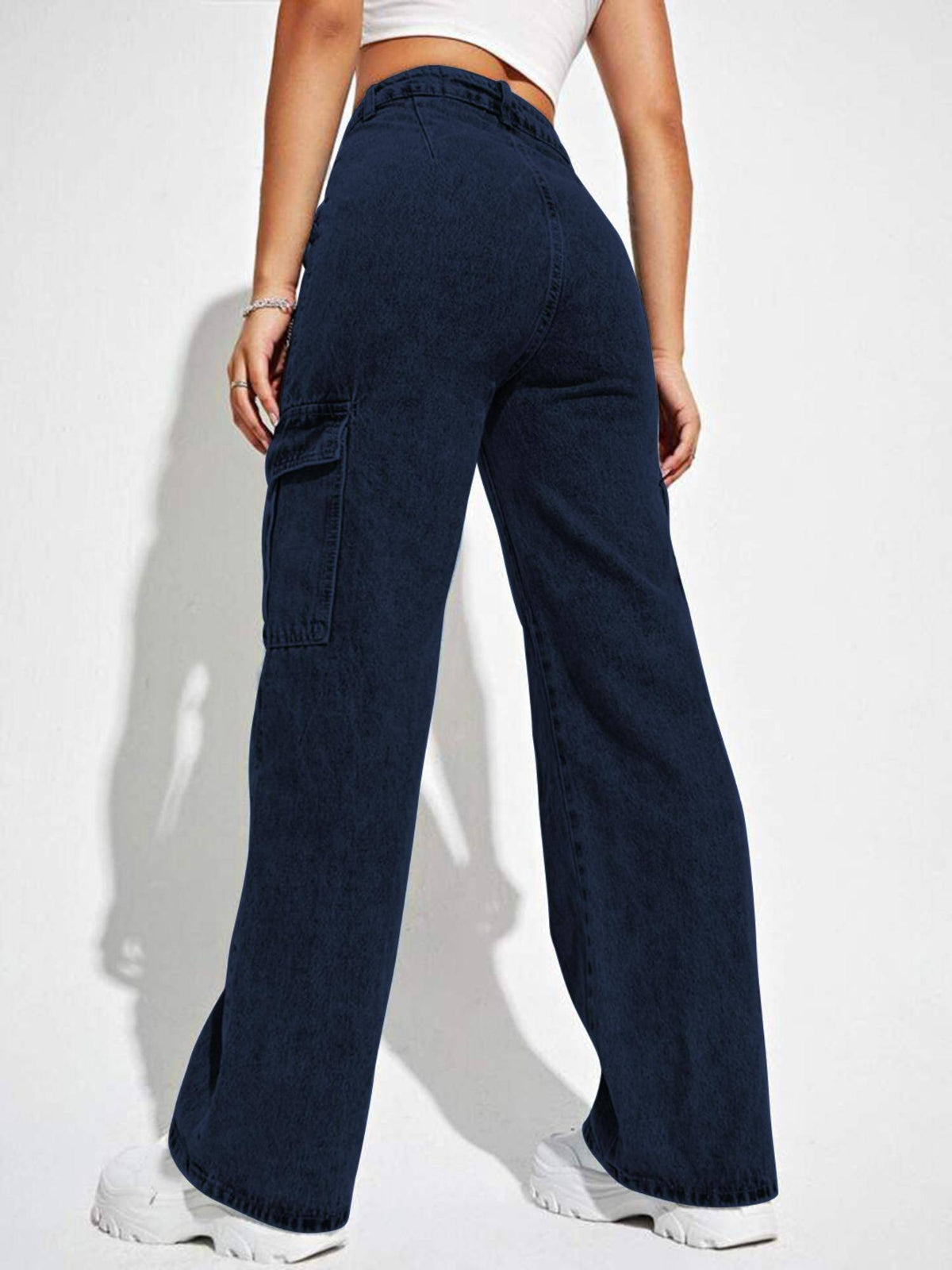 Navy Blue Women High Rise Denim Jeans Solid Regular Fit | ST23 - view 2