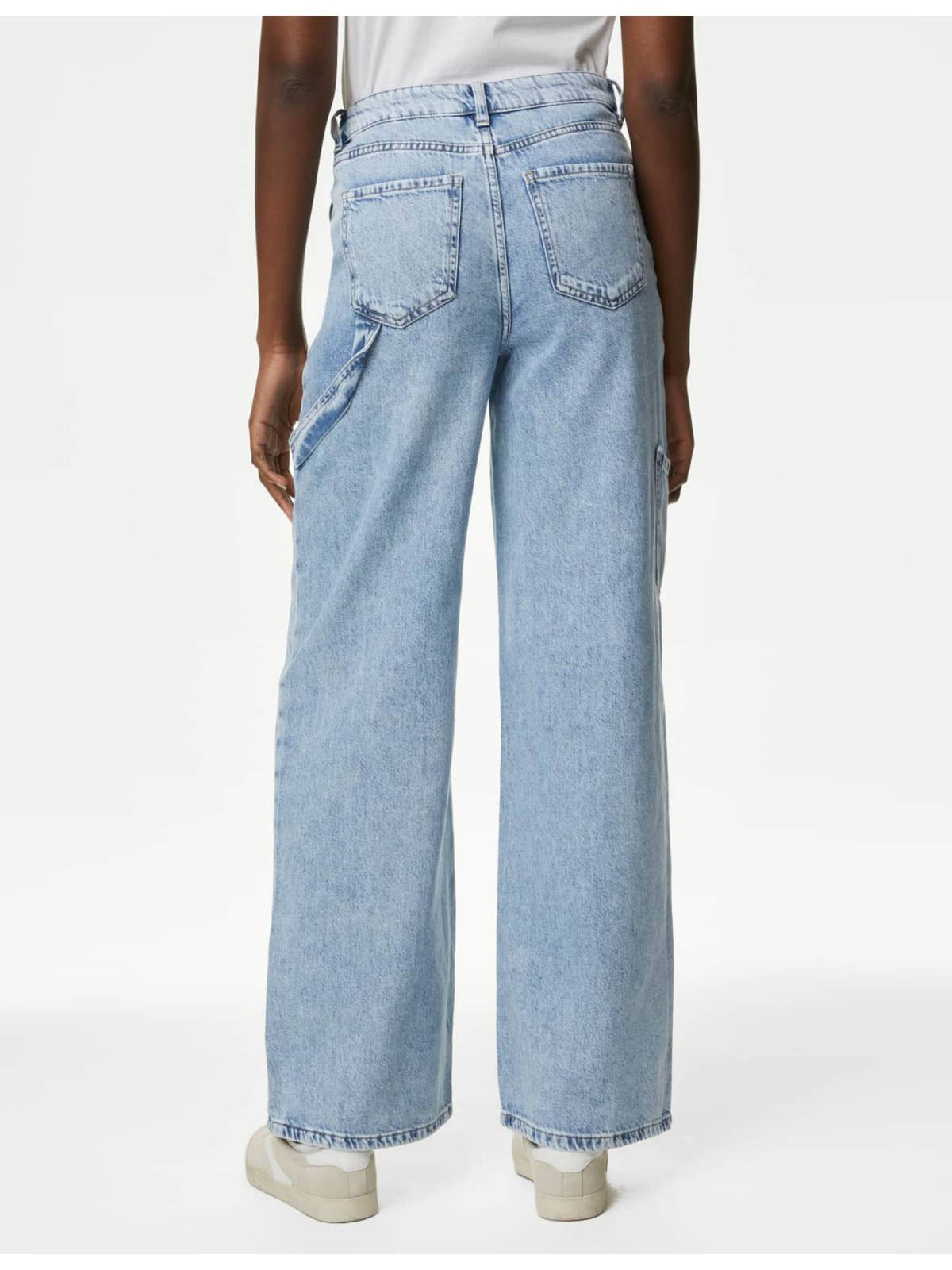 Blue Relaxed High Waisted Carpenter Wide Leg Jeans | RF89 - view 3