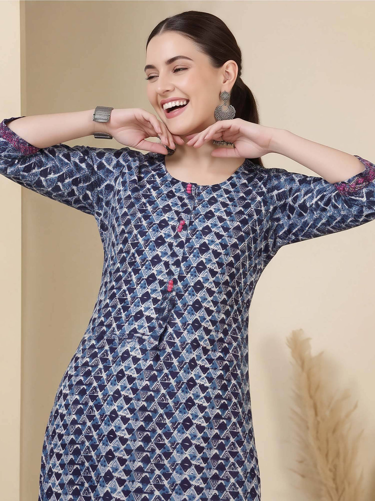 Pink Printed Straight Pure Cotton Kurta | FY93 - view 32