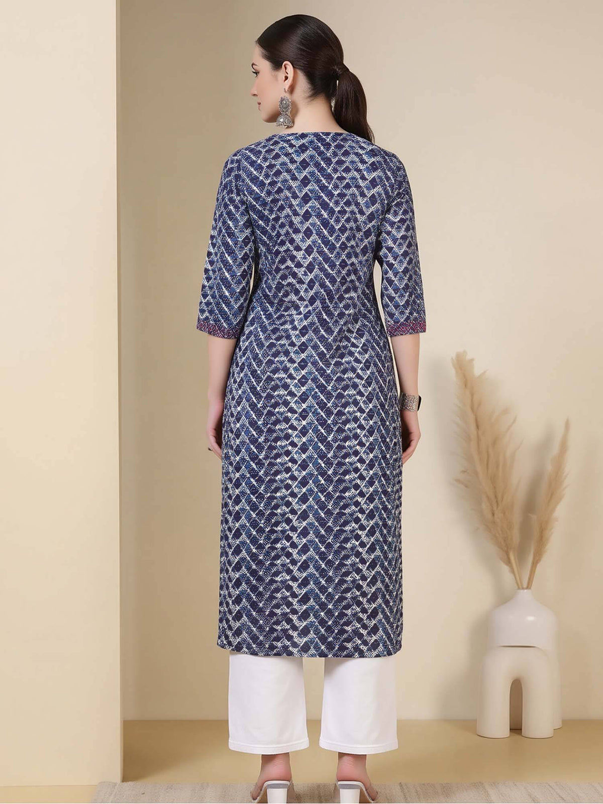 Pink Printed Straight Pure Cotton Kurta | FY93 - view 33