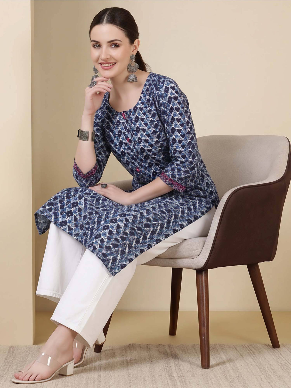 Women Print Pure Cotton Straight Kurta | FY93 - view 24