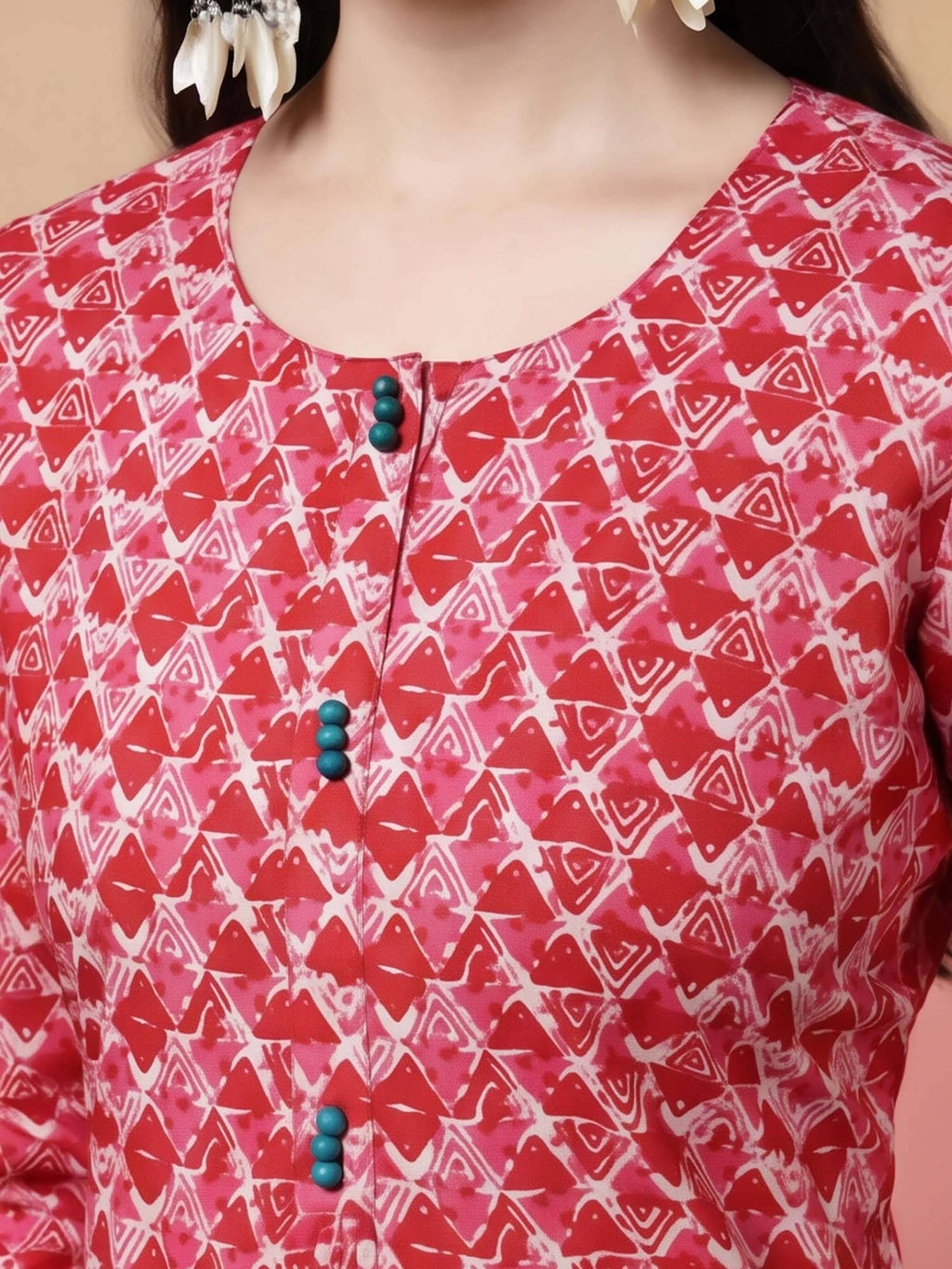 Women Green Geometric Print Pure Cotton Straight Kurta | U3S - view 28