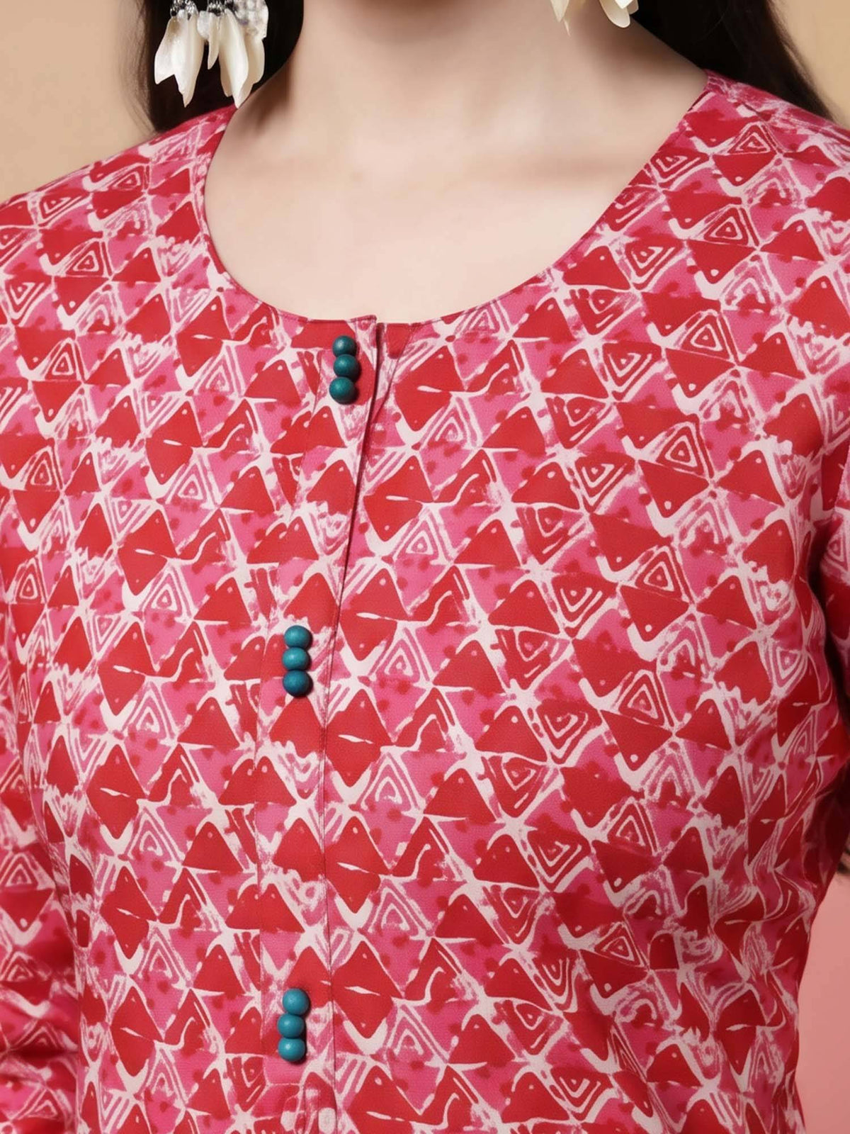 Women Green Geometric Print Pure Cotton Straight Kurta | U3S - view 28