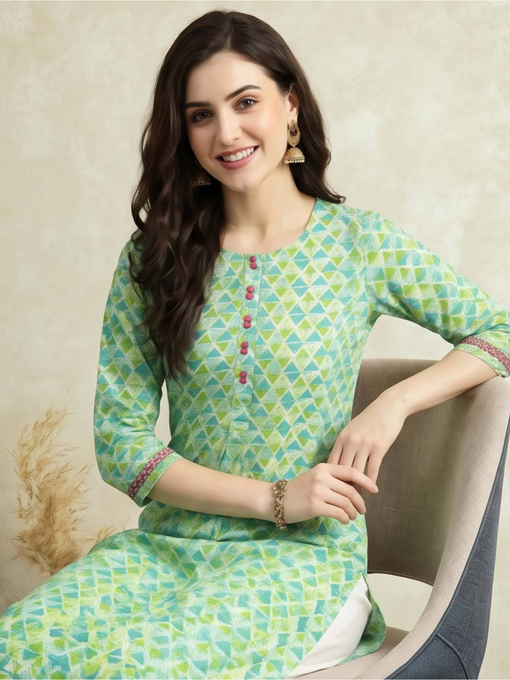 Women Print Pure Cotton Straight Kurta | U3S - view 2