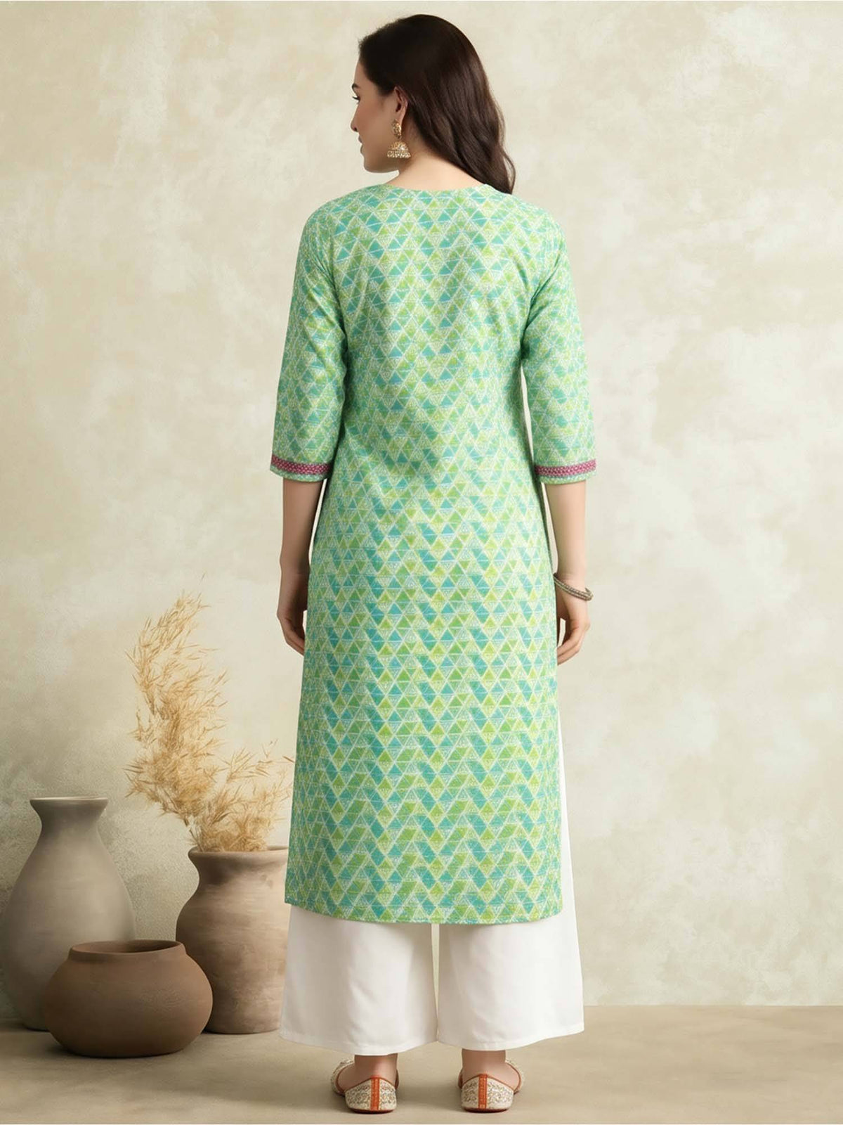 Women Print Pure Cotton Straight Kurta | U3S - view 3
