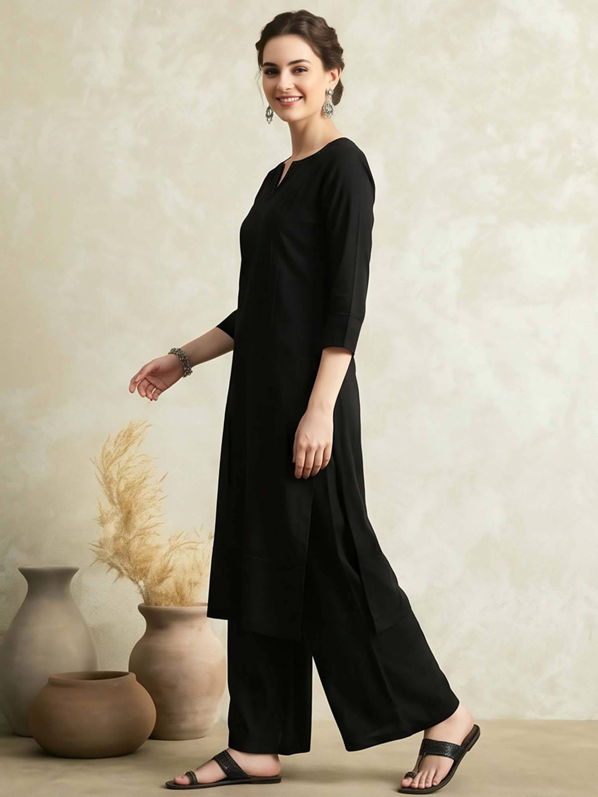 Woven Design Straight Pure Cotton Kurta | U3S - view 5