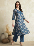 Floral Straight Pure Cotton Kurta | FY93 - view 19
