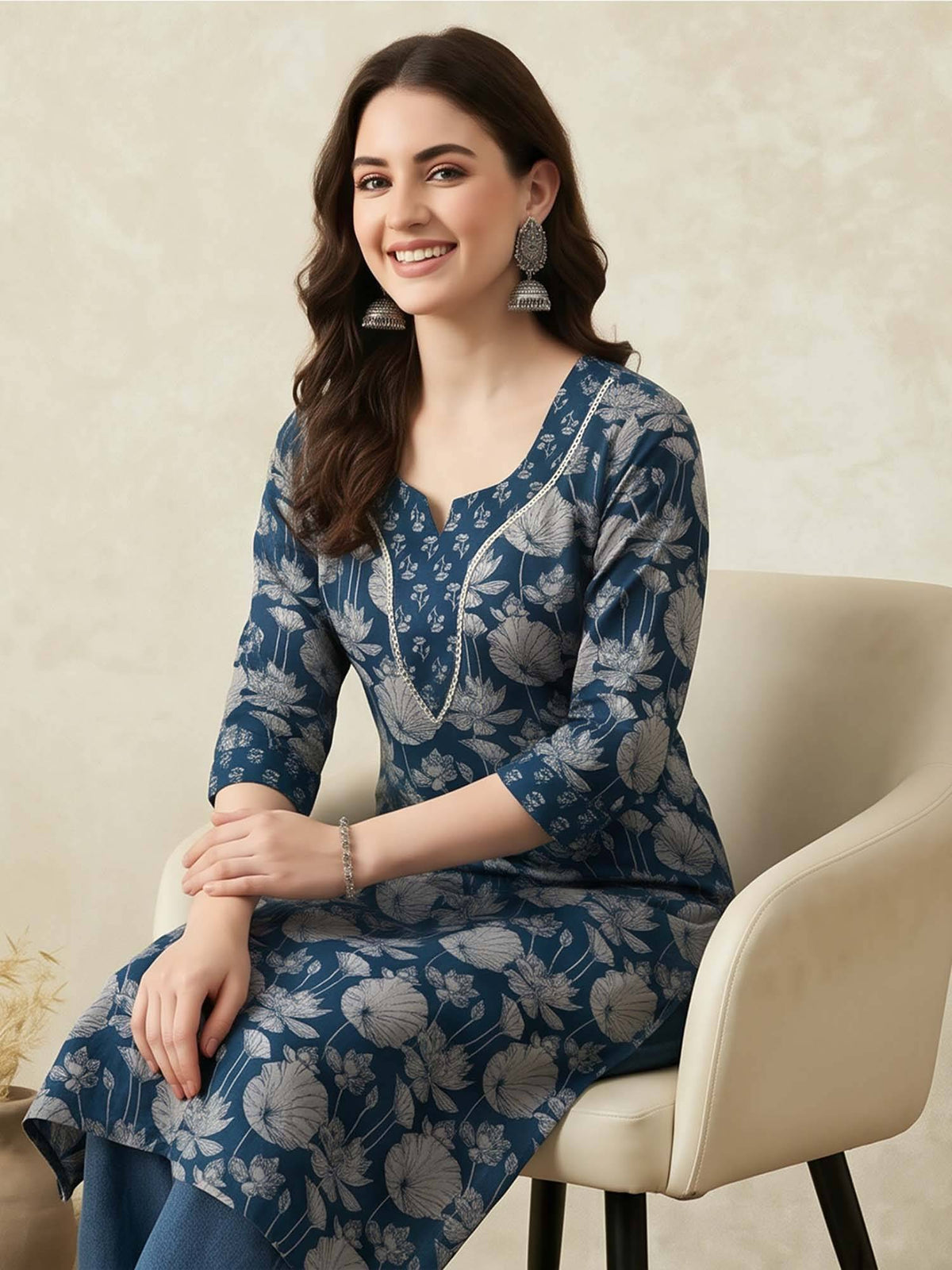 Floral Straight Pure Cotton Kurta | KDG - view 20