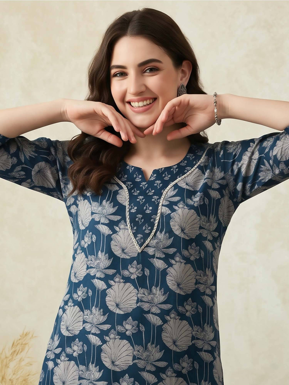 Floral Printed Straight Pure Cotton Kurta | FY93 - view 24
