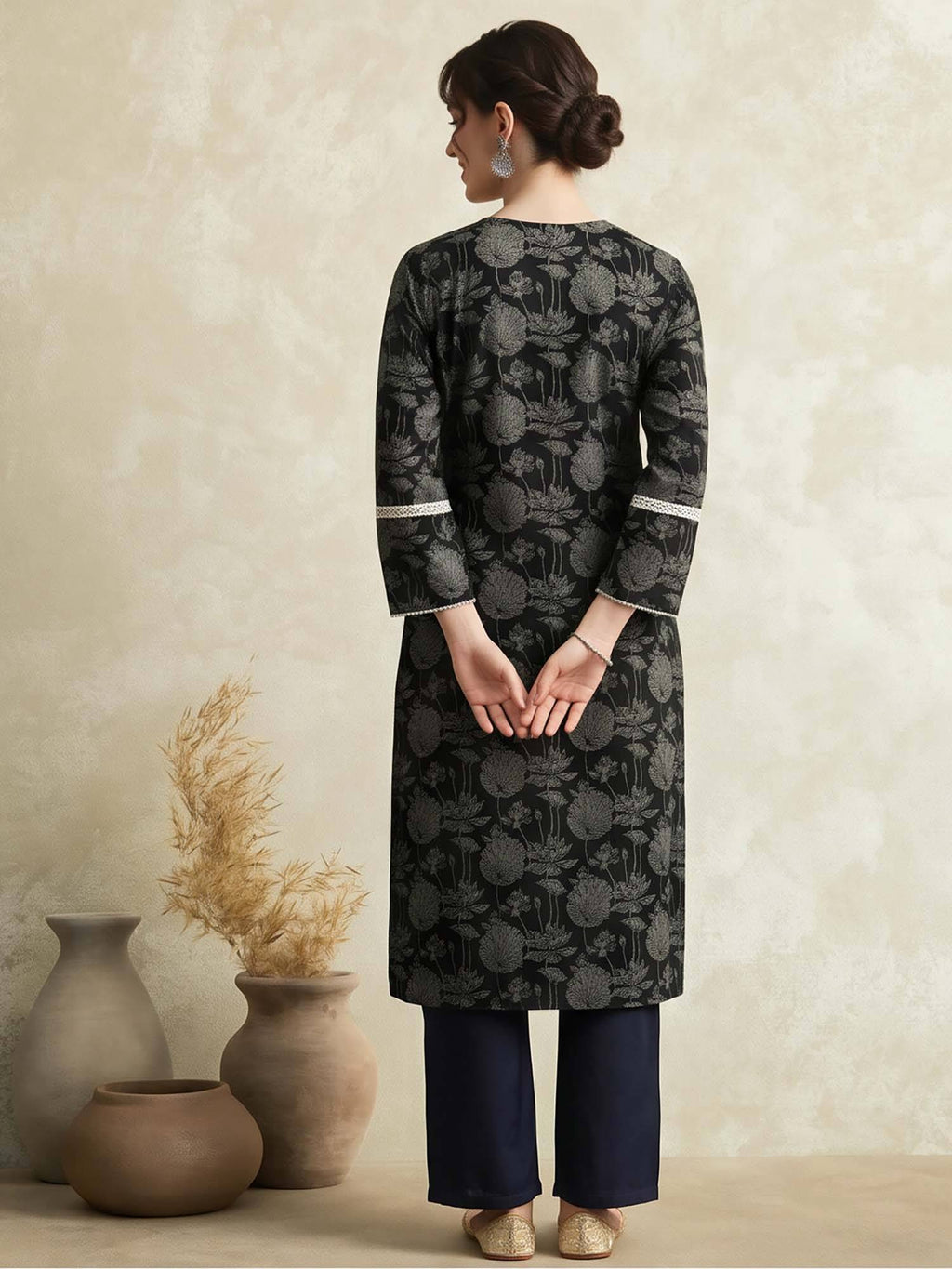 Floral Straight Pure Cotton Kurta | KDG - view 3