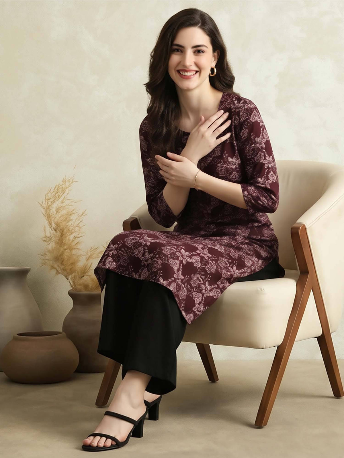 Floral Printed Straight Pure Cotton Kurta | FY93 - view 6
