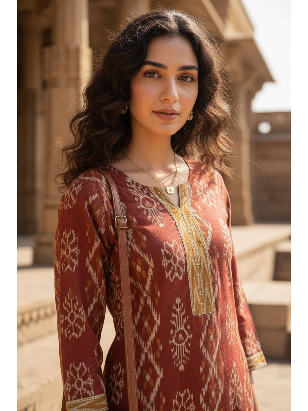 Women's Magenta Cotton Jaipuri Printed Kurta | FY93 - view 8