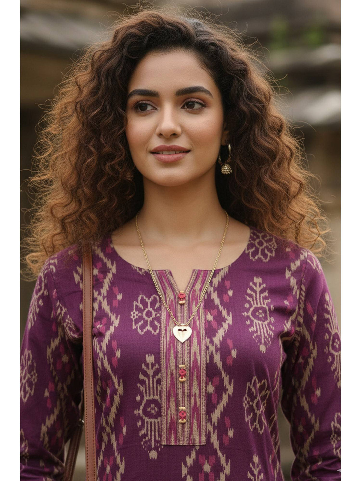 Women's Magenta Cotton Jaipuri Printed Kurta | FY93 - view 4