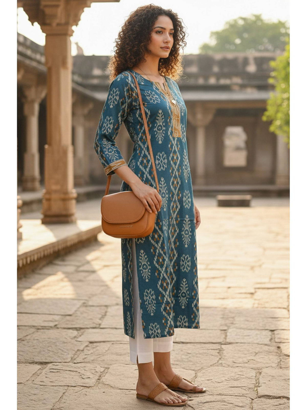 Women's Brown Cotton Jaipuri Printed Kurta | FY93 - view 10