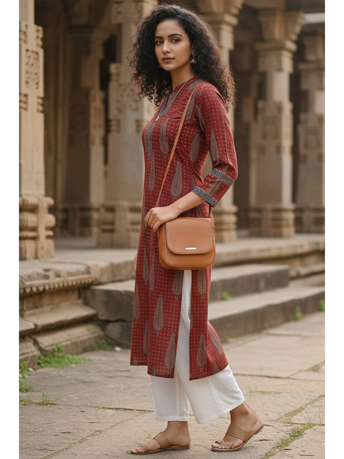 Women's Blue Cotton Jaipuri Printed Kurta | KDG - view 6