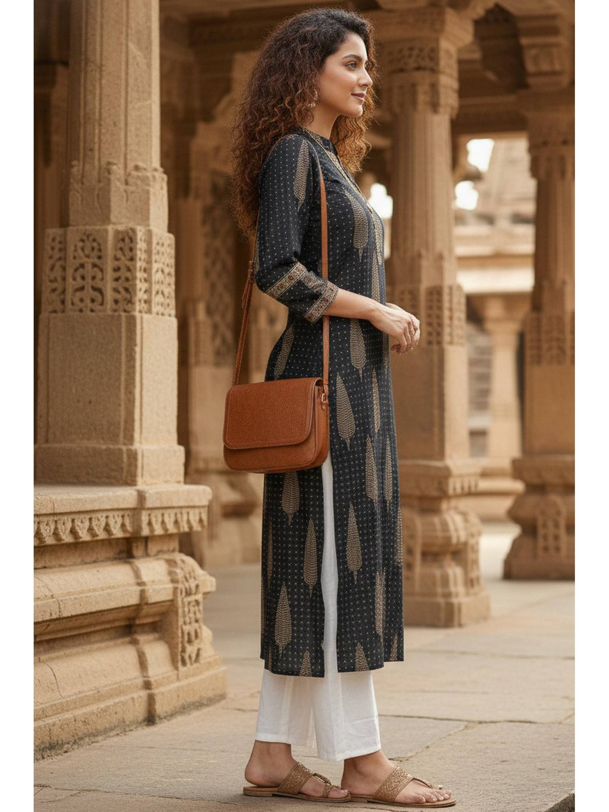 Women's Blue Cotton Jaipuri Printed Kurta | KDG - view 10