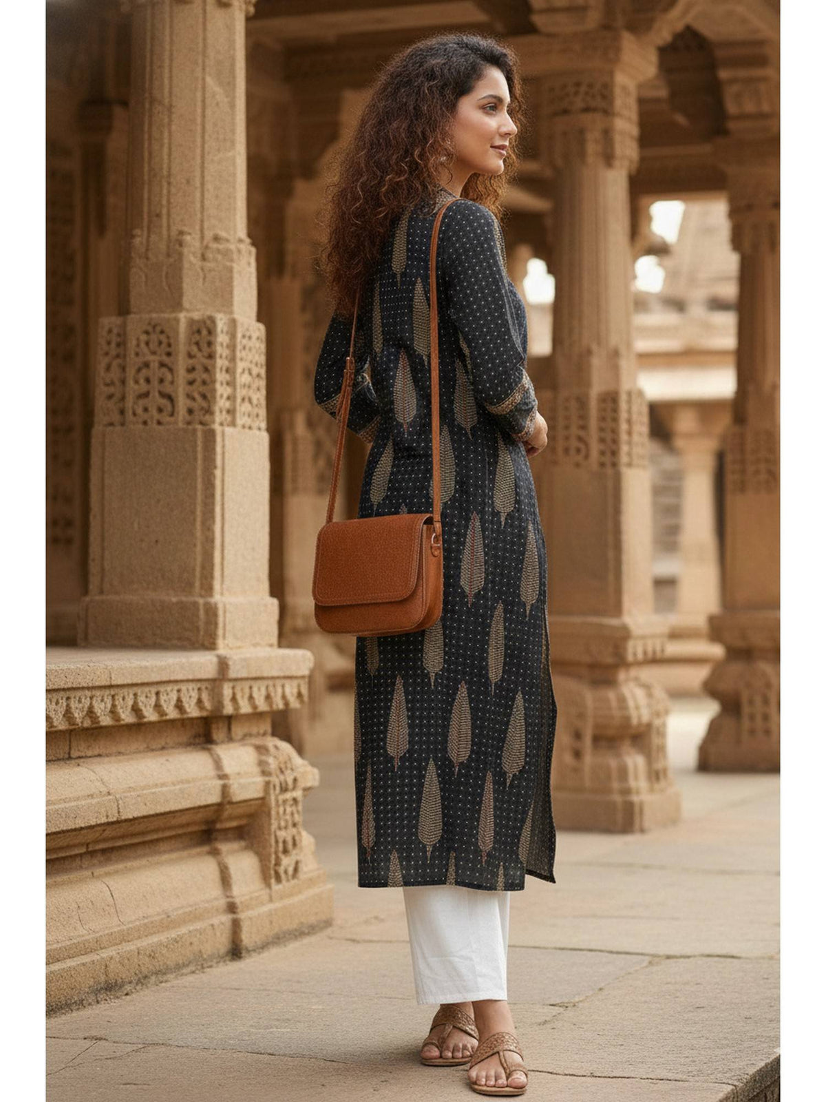 Women's Blue Cotton Jaipuri Printed Kurta | KDG - view 11