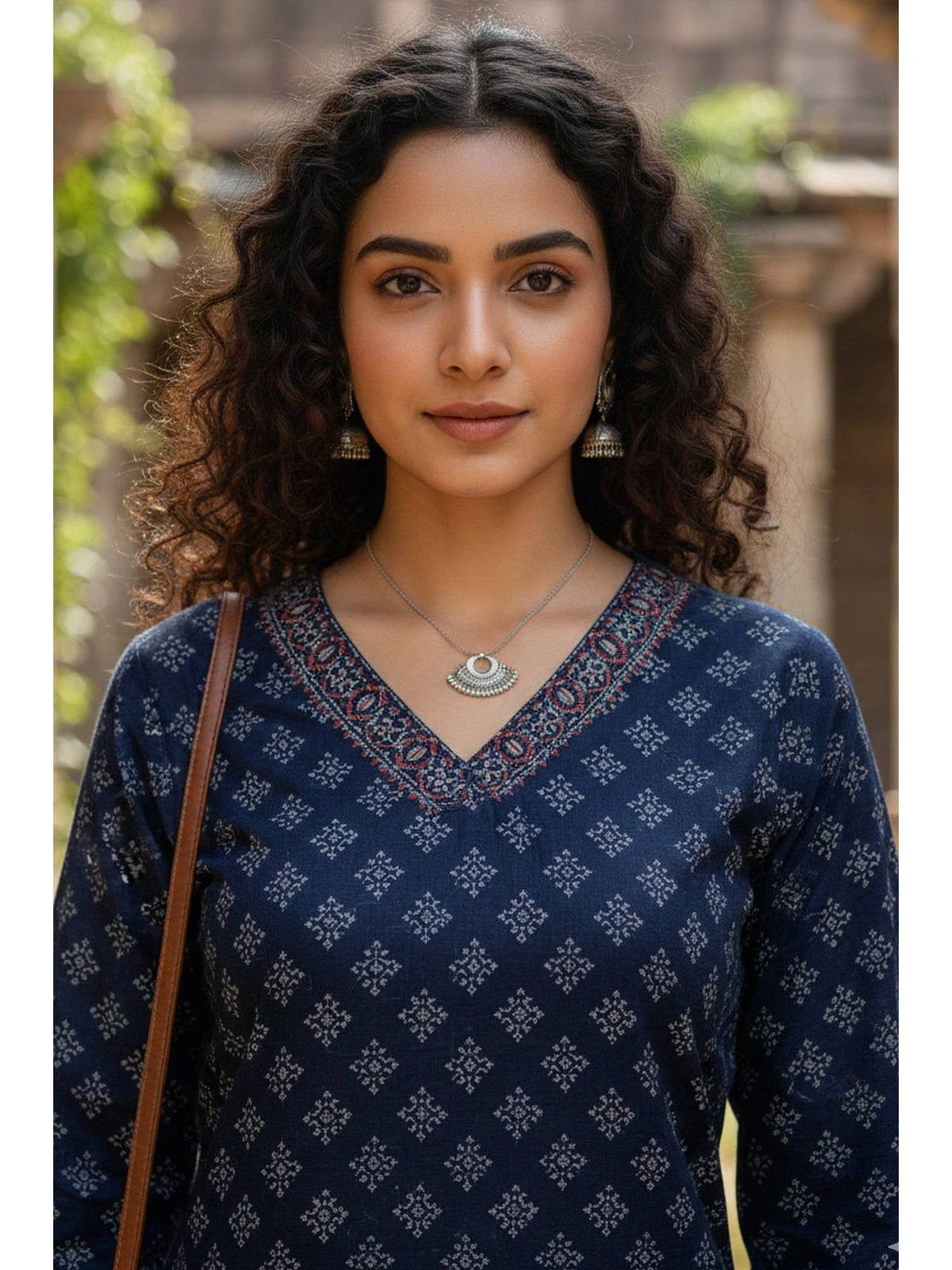 Women's Blue Cotton Jaipuri Printed Kurta | FY93 - view 4