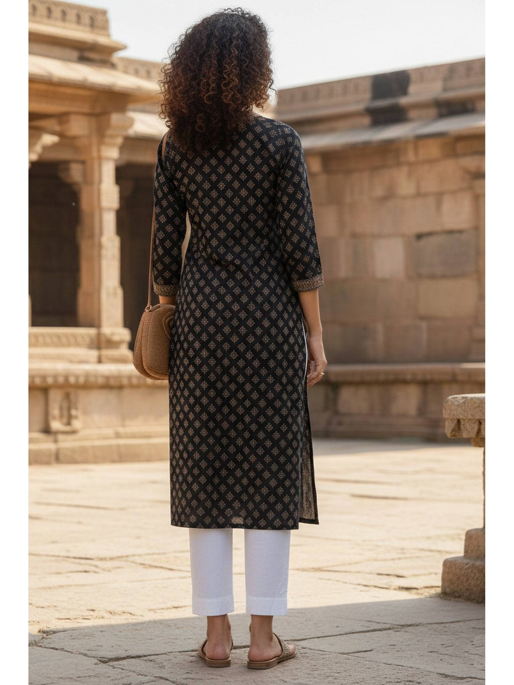Women's Blue Cotton Jaipuri Printed Kurta | FY93 - view 11
