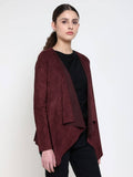 Burgundy Polyester Solid Shrug | JC78 - view 1