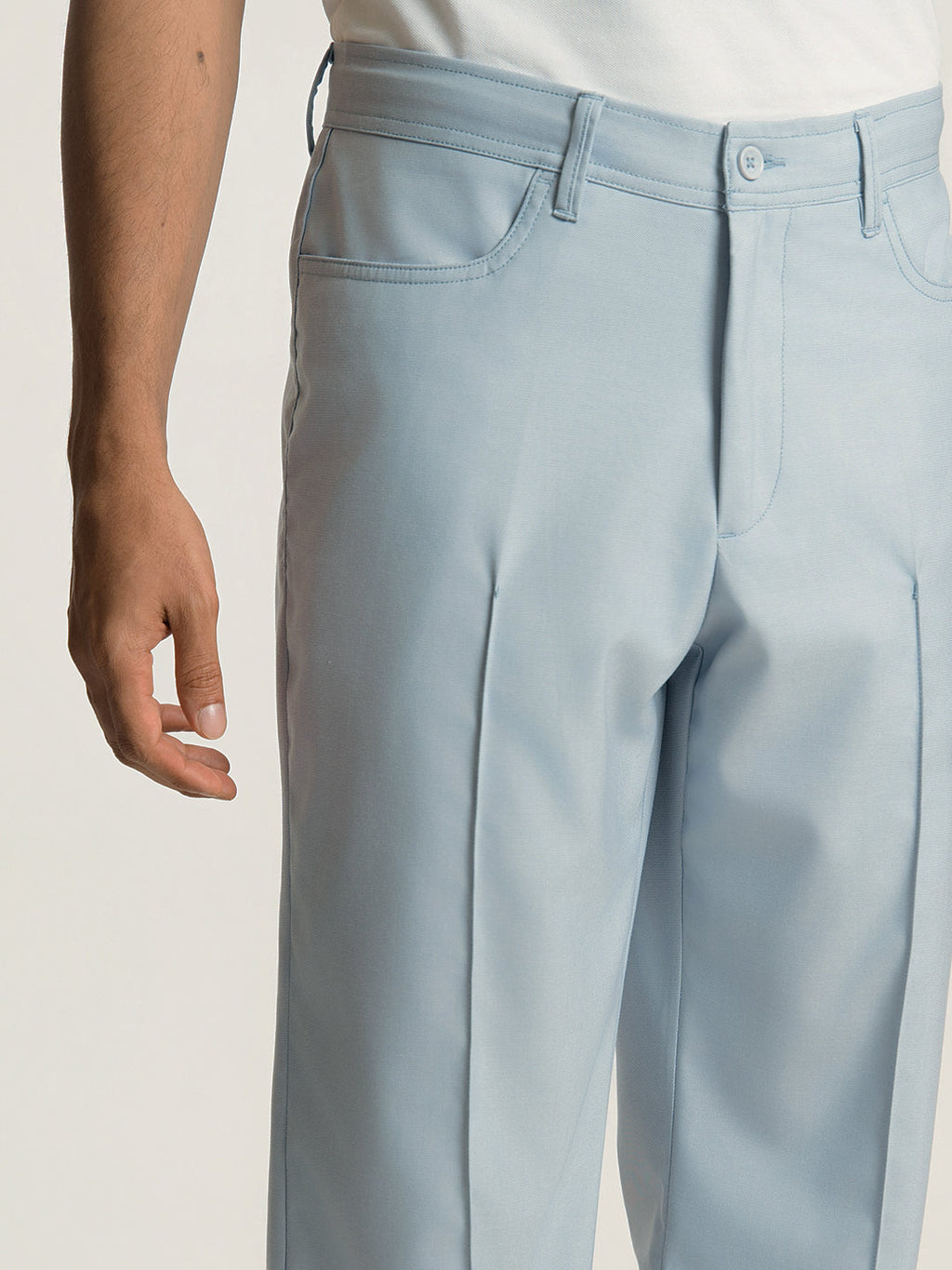 Korean Sky Blue Relaxed Fit Pintuck Pants