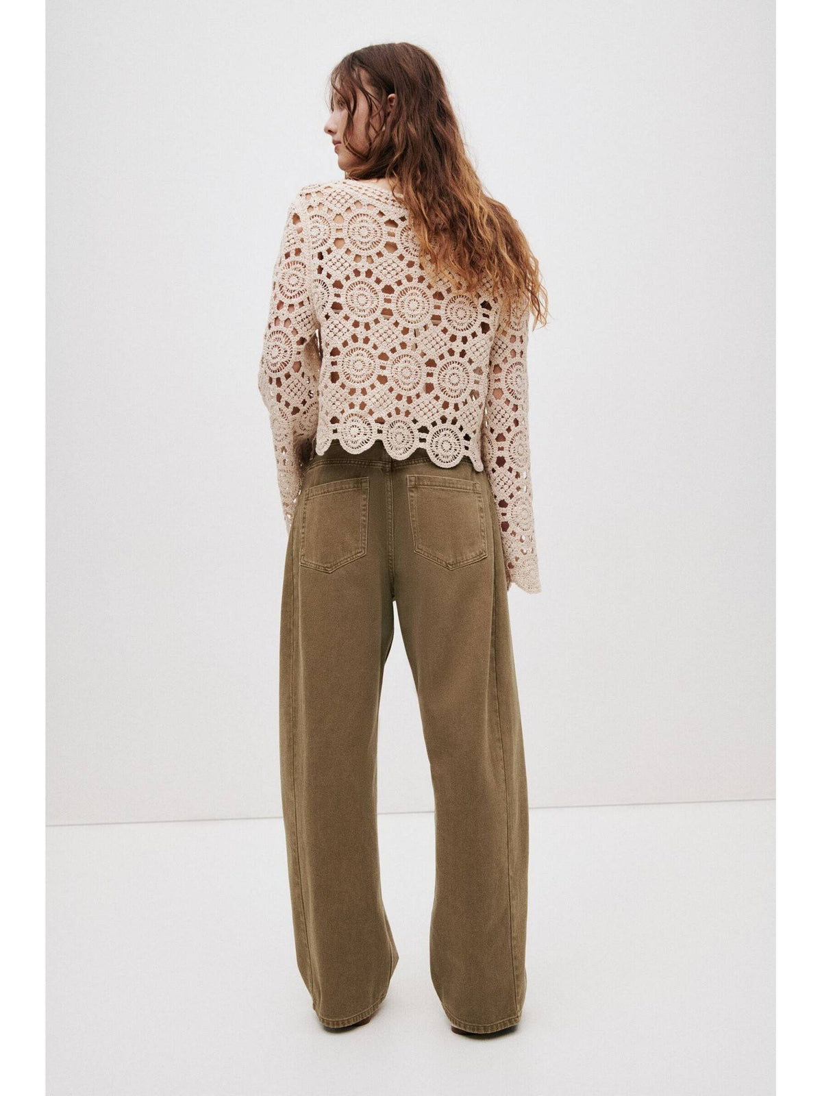 Women Beige Baggy Barrel Regular Waist Jeans | BG78 - view 4