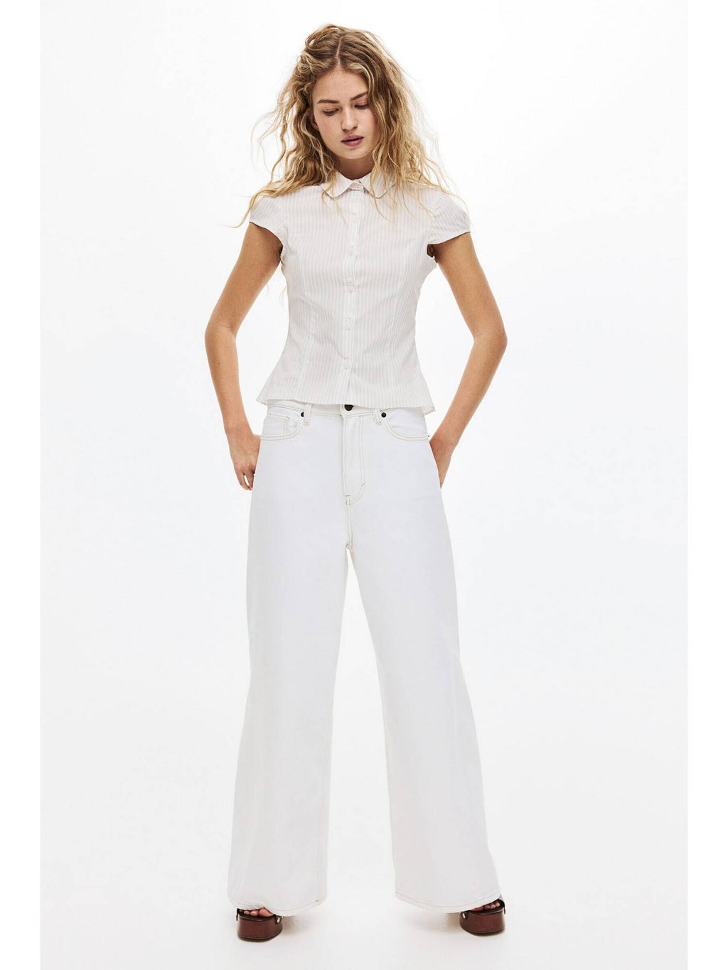 Women White Cap-sleeved shirt | S67 - view 2