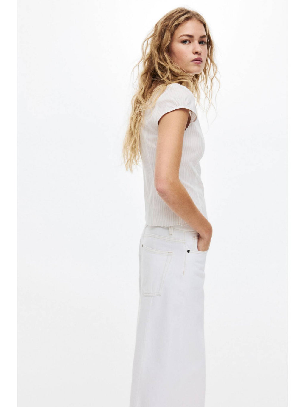 Women White Cap-sleeved shirt | S67 - view 3