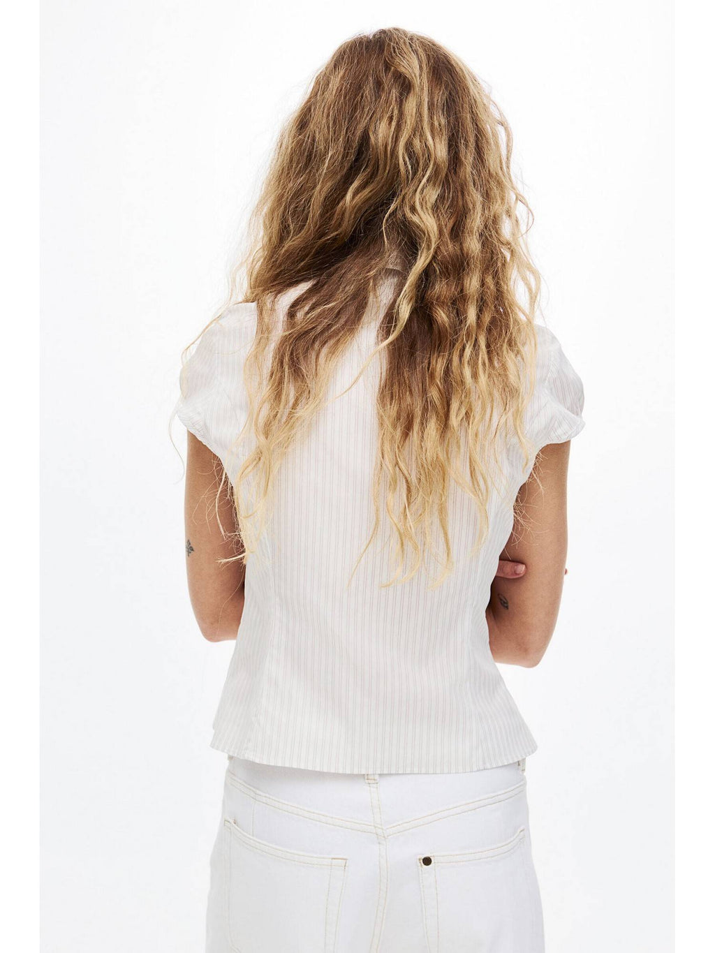 Women White Cap-sleeved shirt | S67 - view 4
