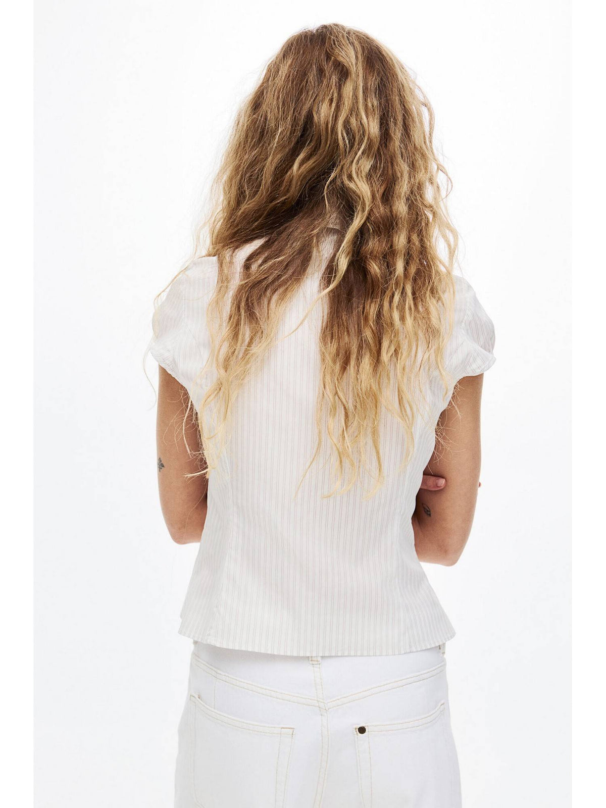 Women White Cap-sleeved shirt | S67 - view 4
