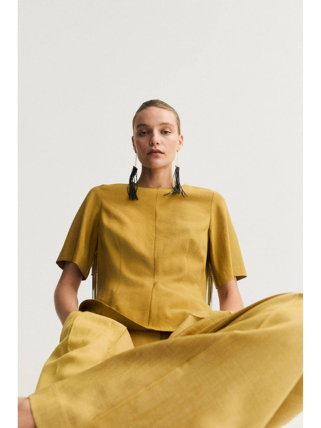 Women Yellow Peplum blouse | pt51 - view 1