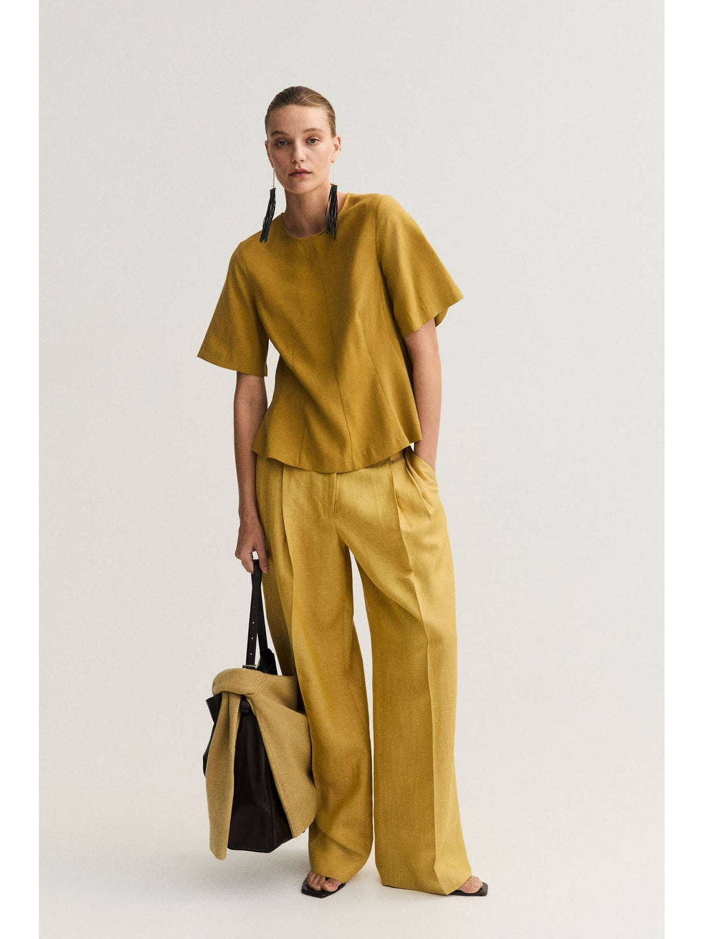 Women Yellow Peplum blouse | pt51 - view 2