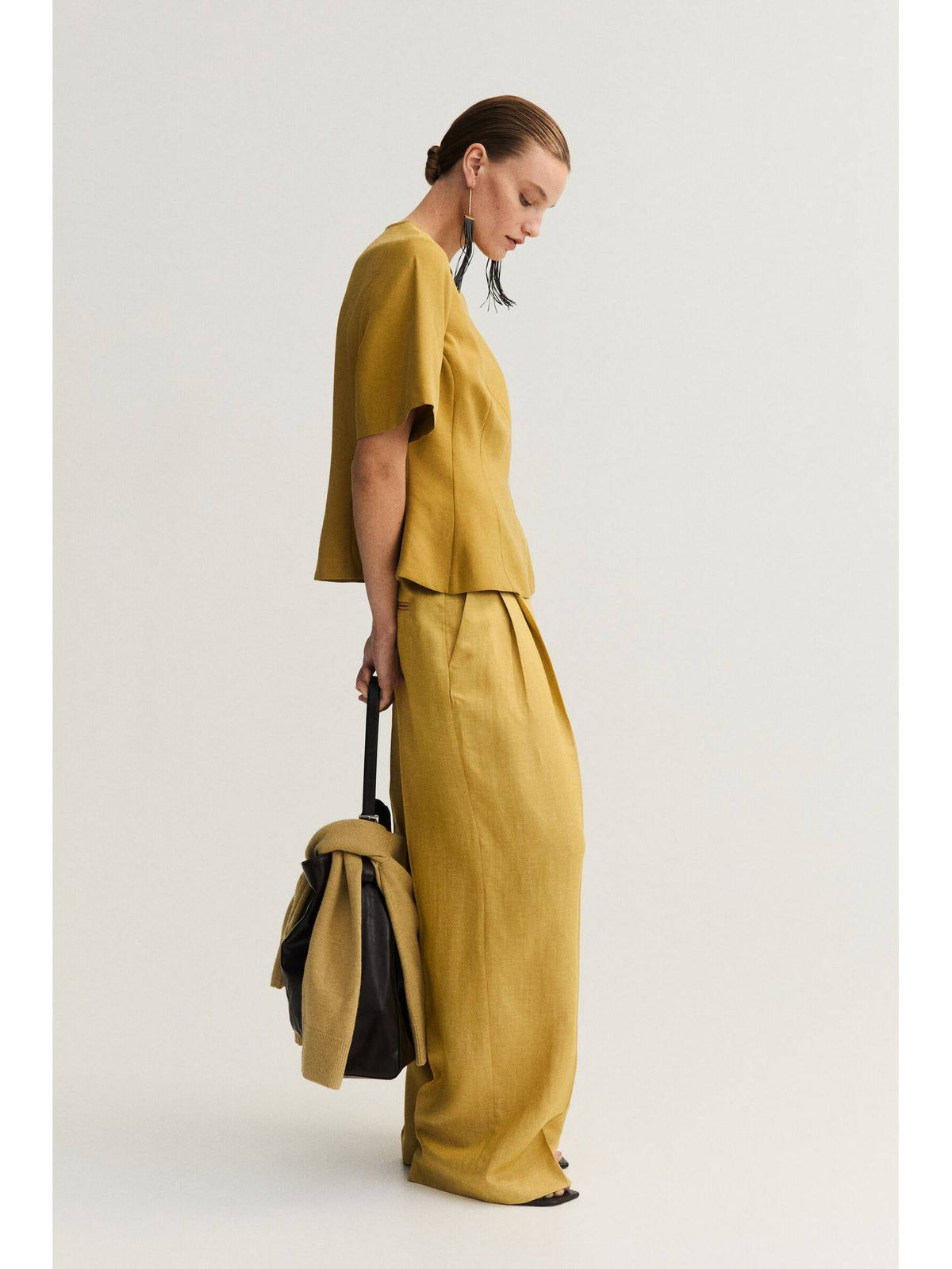 Women Yellow Peplum blouse | pt51 - view 3