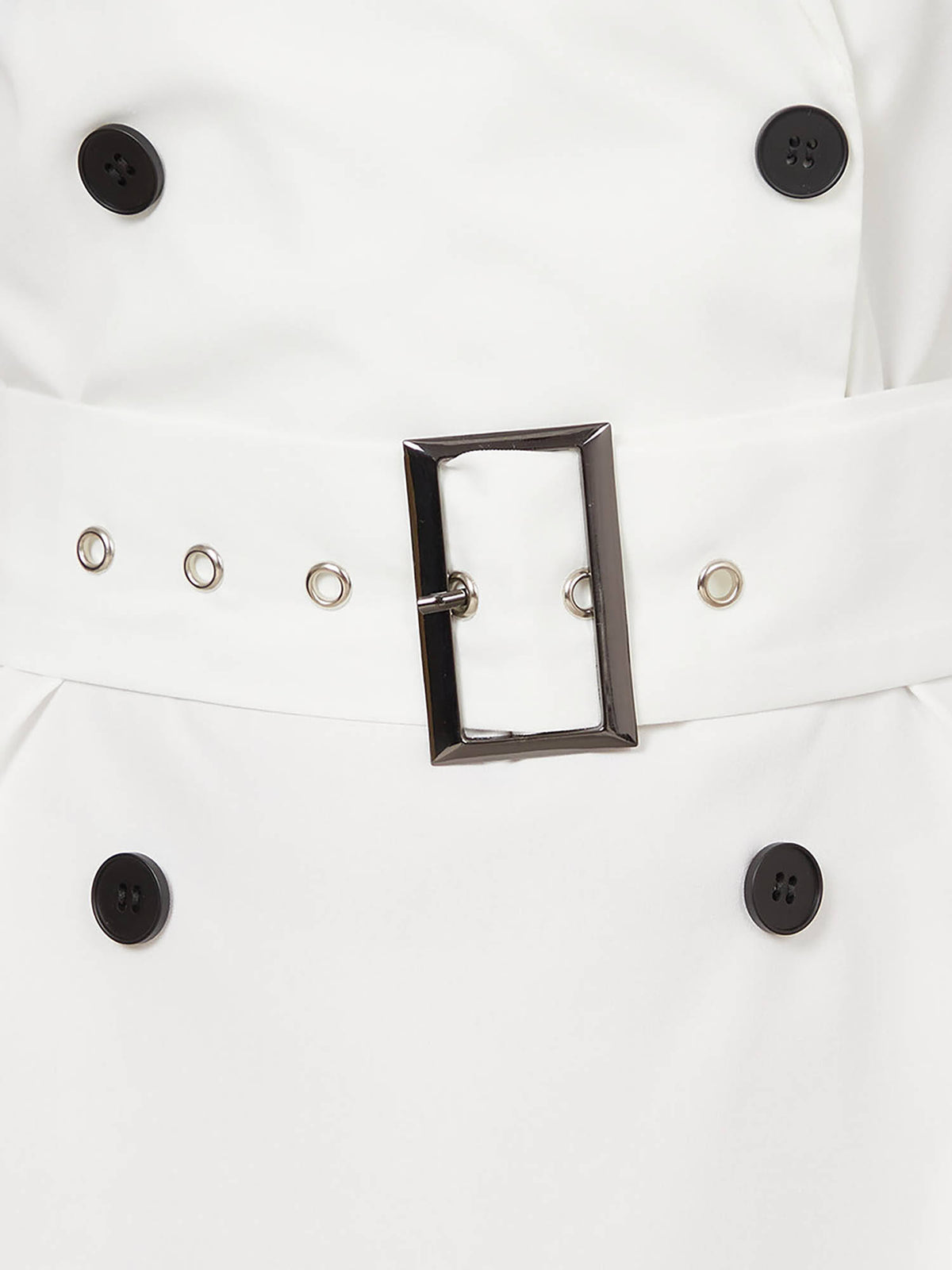 Women White Belted Notch Lapel Neck Blazer Midi Dress | D56 - view 3