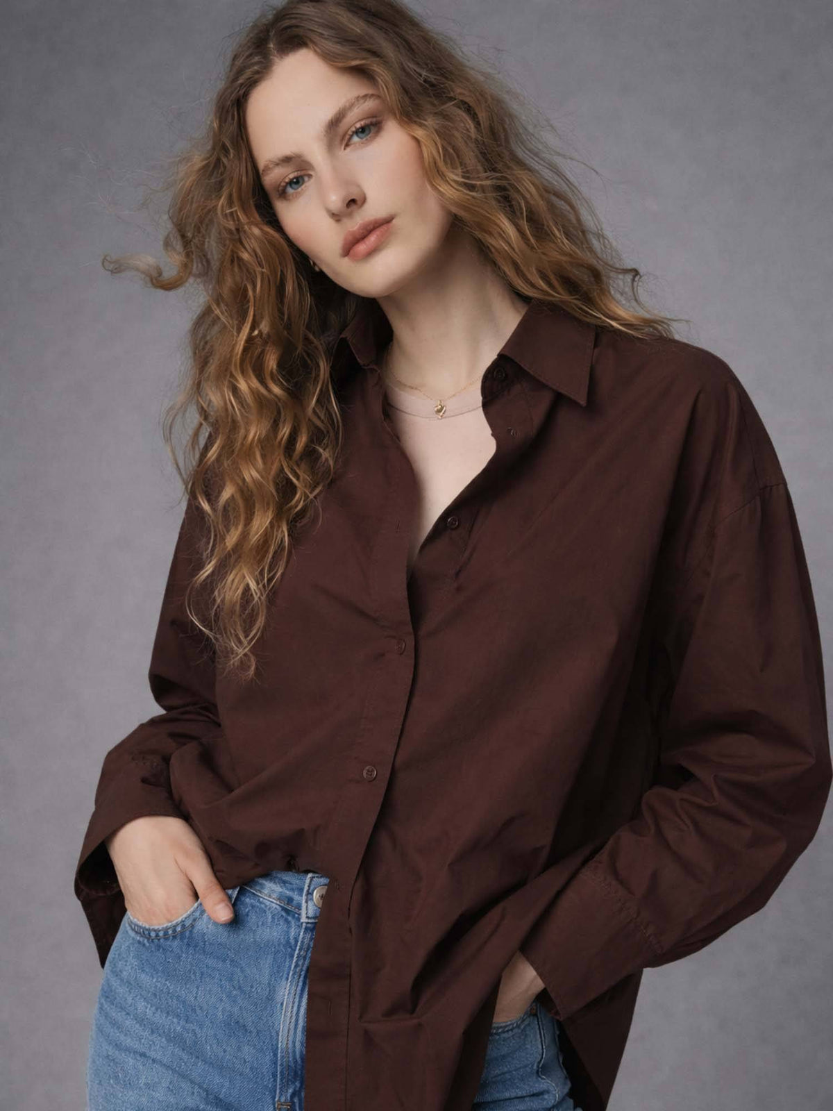 Pure Cotton Oversized Poplin Rust Shirt | S67 - view 47