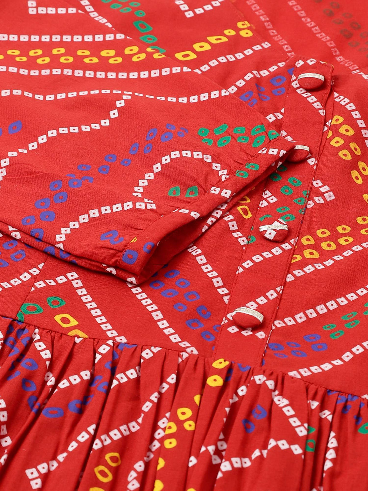 Red Bandhani Printed Cotton Peplum Top | pt51 - view 6