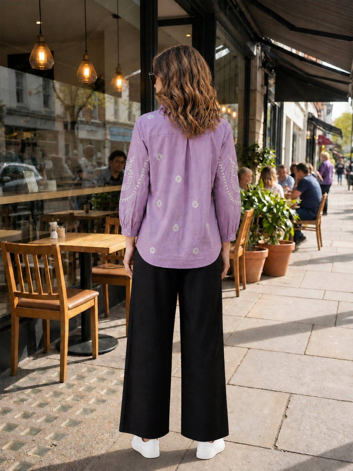 Cotton Purple Embroidered Shirt | S67 - view 2