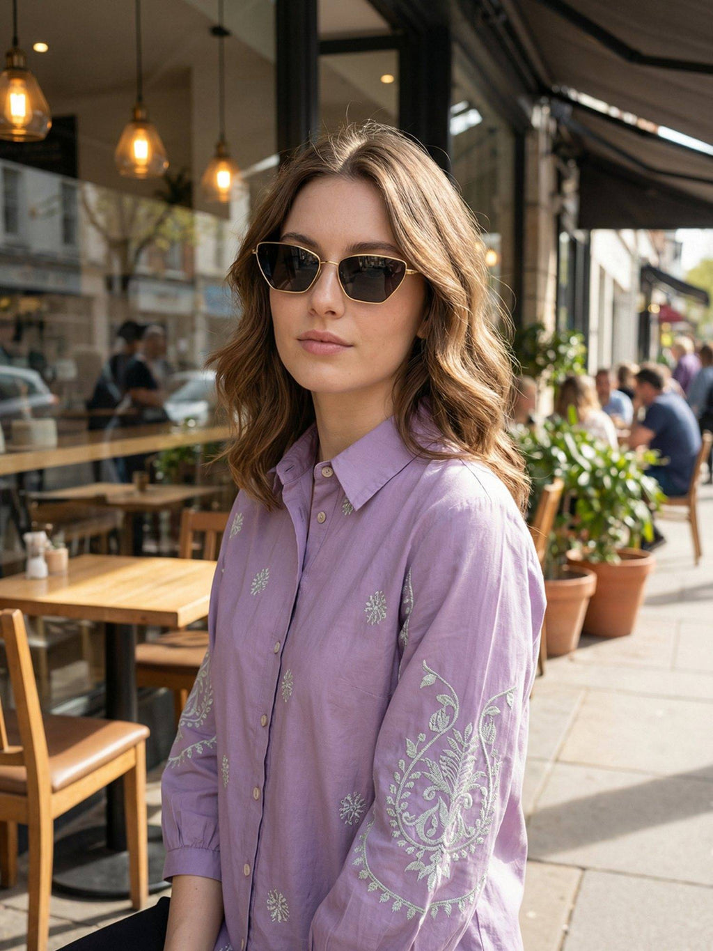 Cotton Purple Embroidered Shirt | S67 - view 3