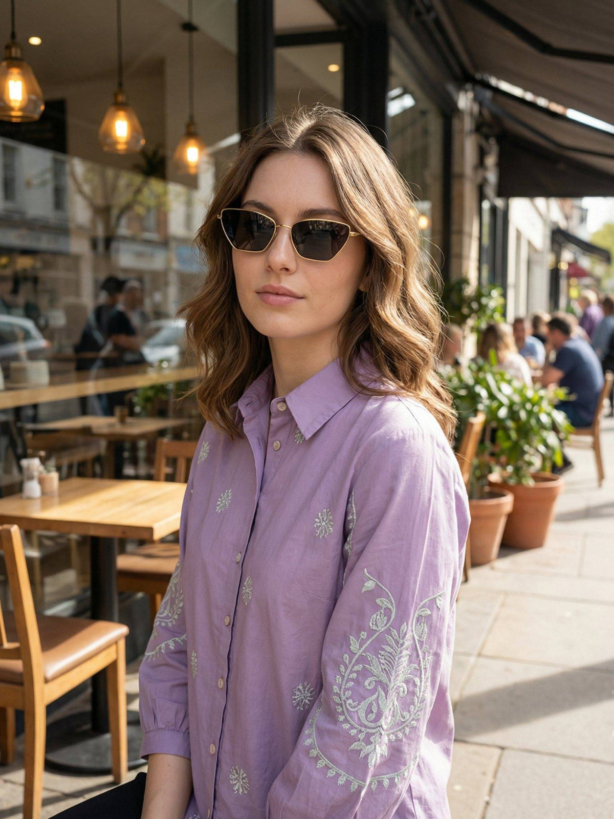 Cotton Purple Embroidered Shirt | S67 - view 3